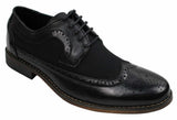 Sapatos Brogue Masculinos de Couro, Designer Italiano, Elegantes e Casuais, nas cores Marrom, Preto e Azul Marinho, Estilo Retrô