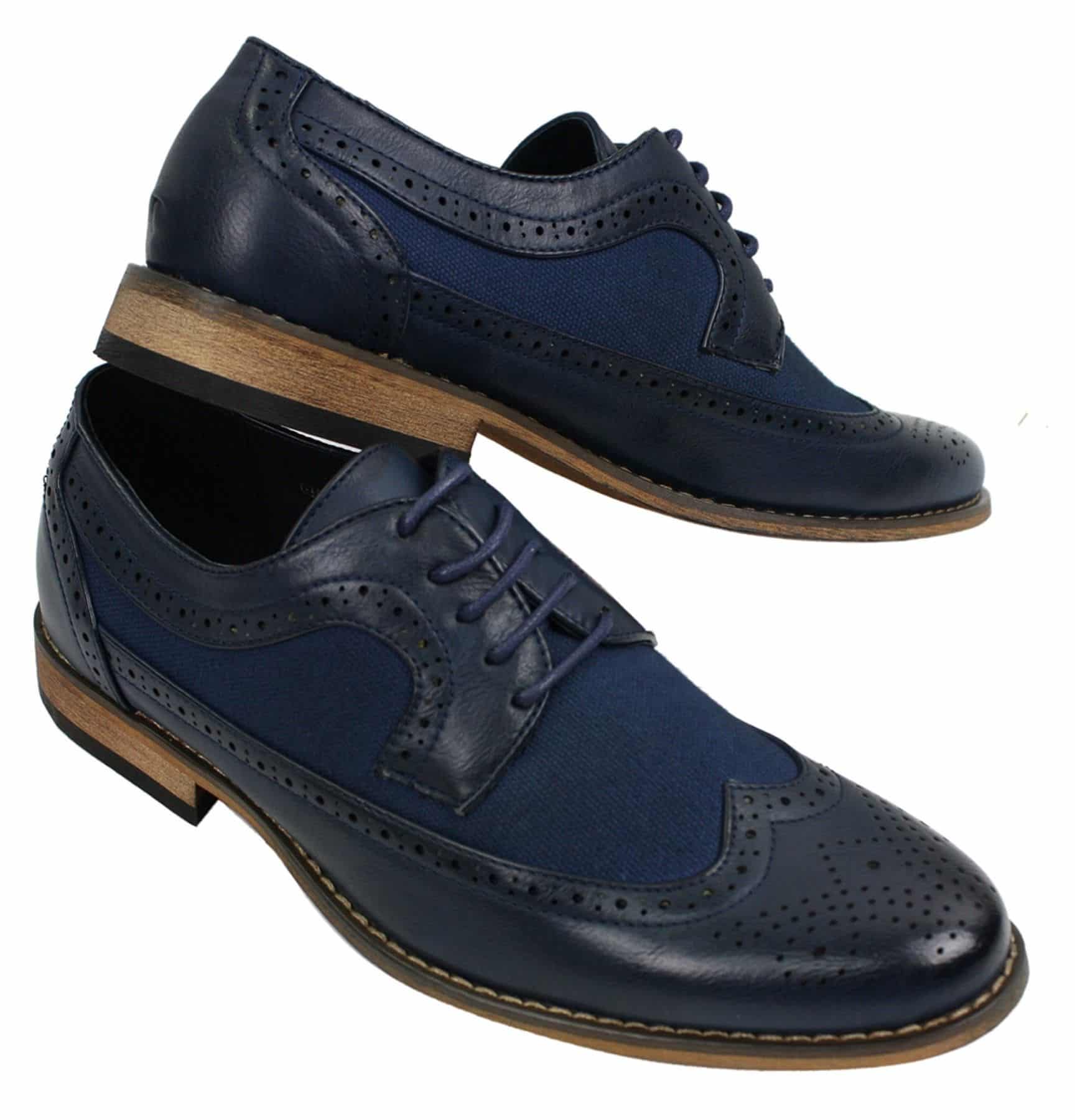 Sapatos Brogue Masculinos de Couro, Designer Italiano, Elegantes e Casuais, nas cores Marrom, Preto e Azul Marinho, Estilo Retrô