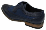 Sapatos Brogue Masculinos de Couro, Designer Italiano, Elegantes e Casuais, nas cores Marrom, Preto e Azul Marinho, Estilo Retrô