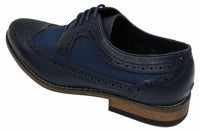 Sapatos Brogue Masculinos de Couro, Designer Italiano, Elegantes e Casuais, nas cores Marrom, Preto e Azul Marinho, Estilo Retrô