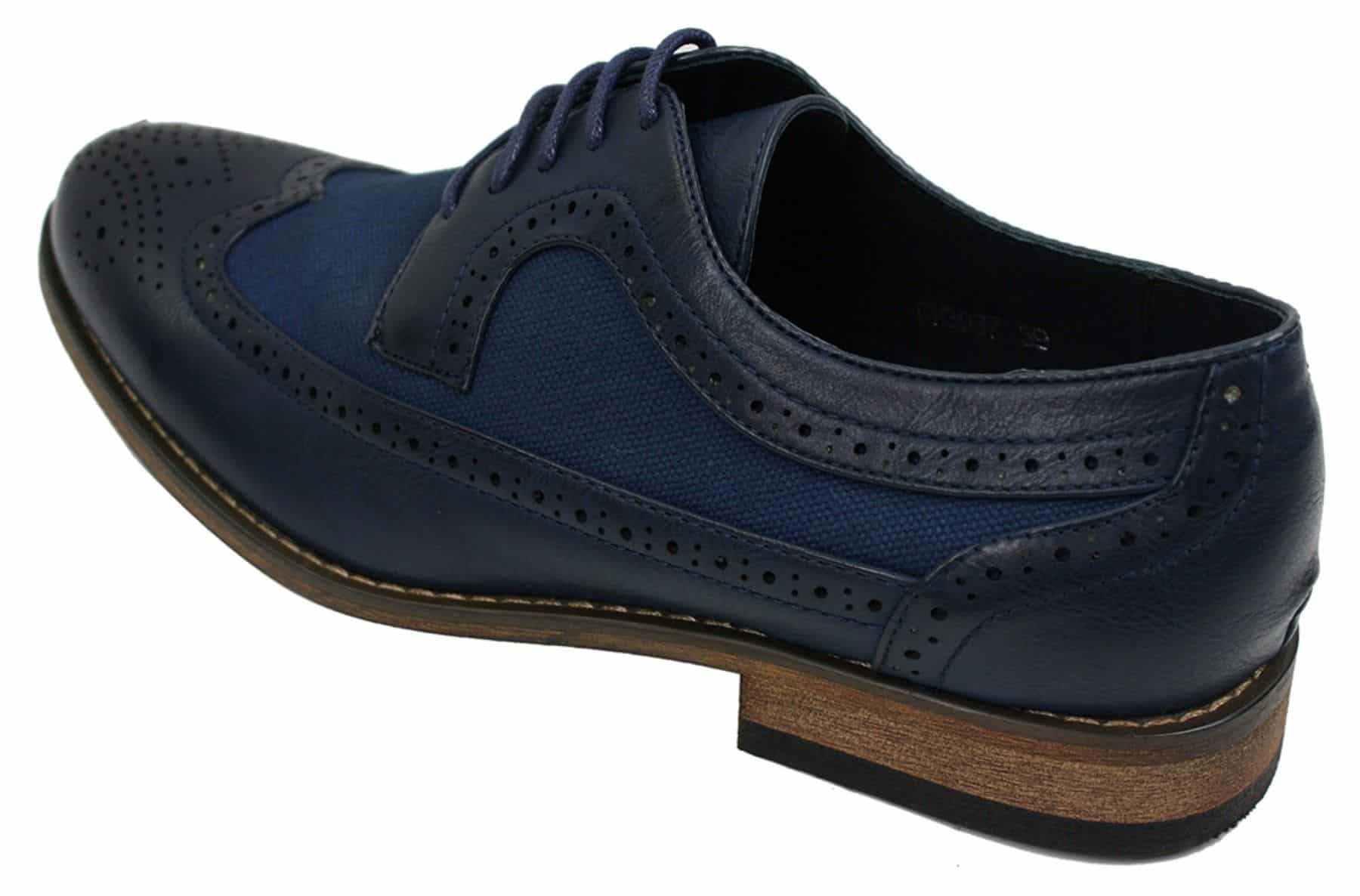 Sapatos Brogue Masculinos de Couro, Designer Italiano, Elegantes e Casuais, nas cores Marrom, Preto e Azul Marinho, Estilo Retrô