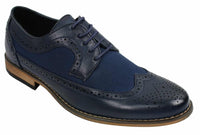 Sapatos Brogue Masculinos de Couro, Designer Italiano, Elegantes e Casuais, nas cores Marrom, Preto e Azul Marinho, Estilo Retrô