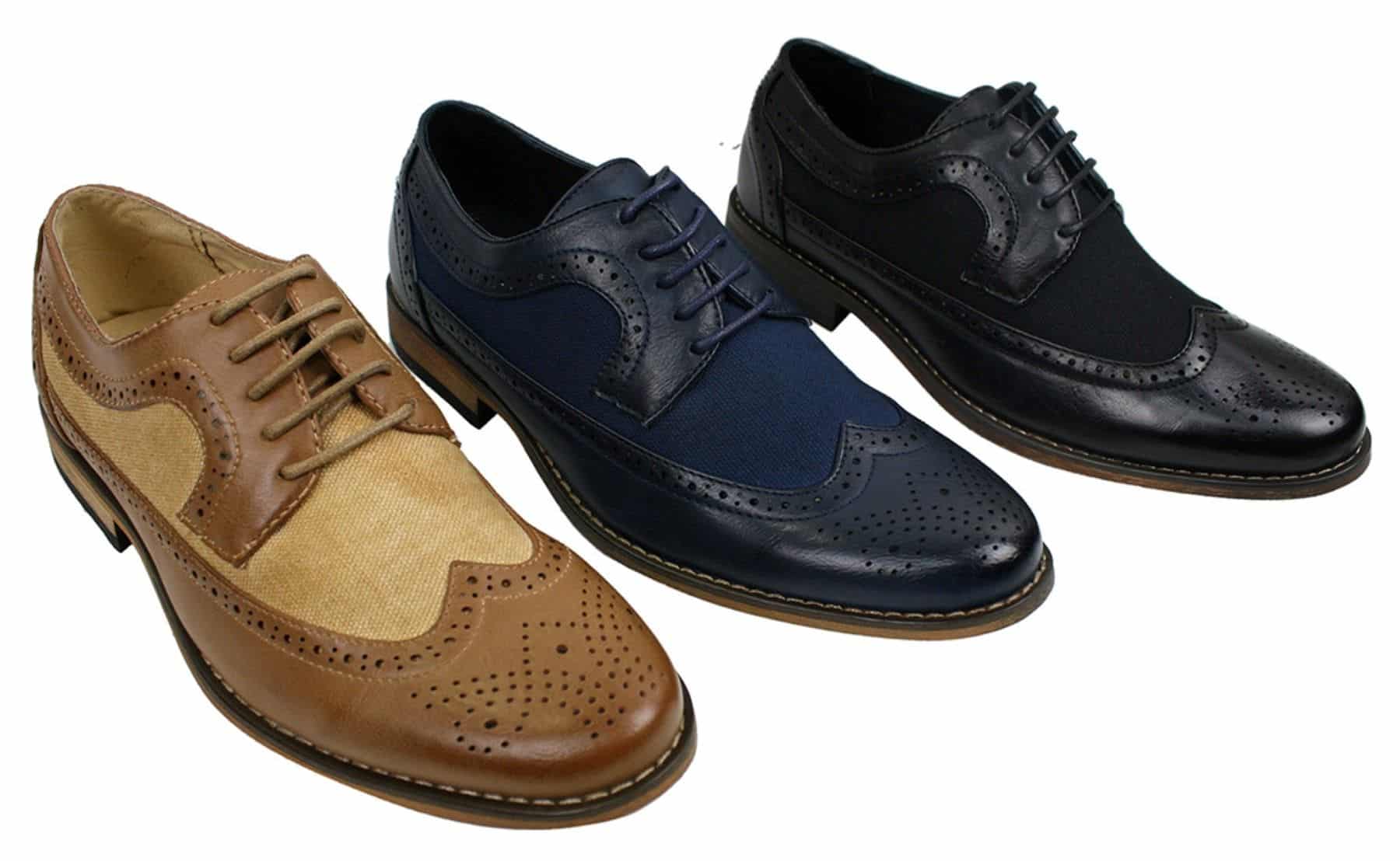 Sapatos Brogue Masculinos de Couro, Designer Italiano, Elegantes e Casuais, nas cores Marrom, Preto e Azul Marinho, Estilo Retrô