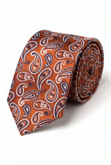 Gravata masculina bronze com estampa paisley