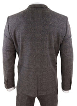Terno masculino de tweed xadrez marrom de 3 peças - STZ17