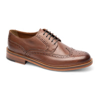 Sapatos sociais masculinos estilo brogue em couro marrom