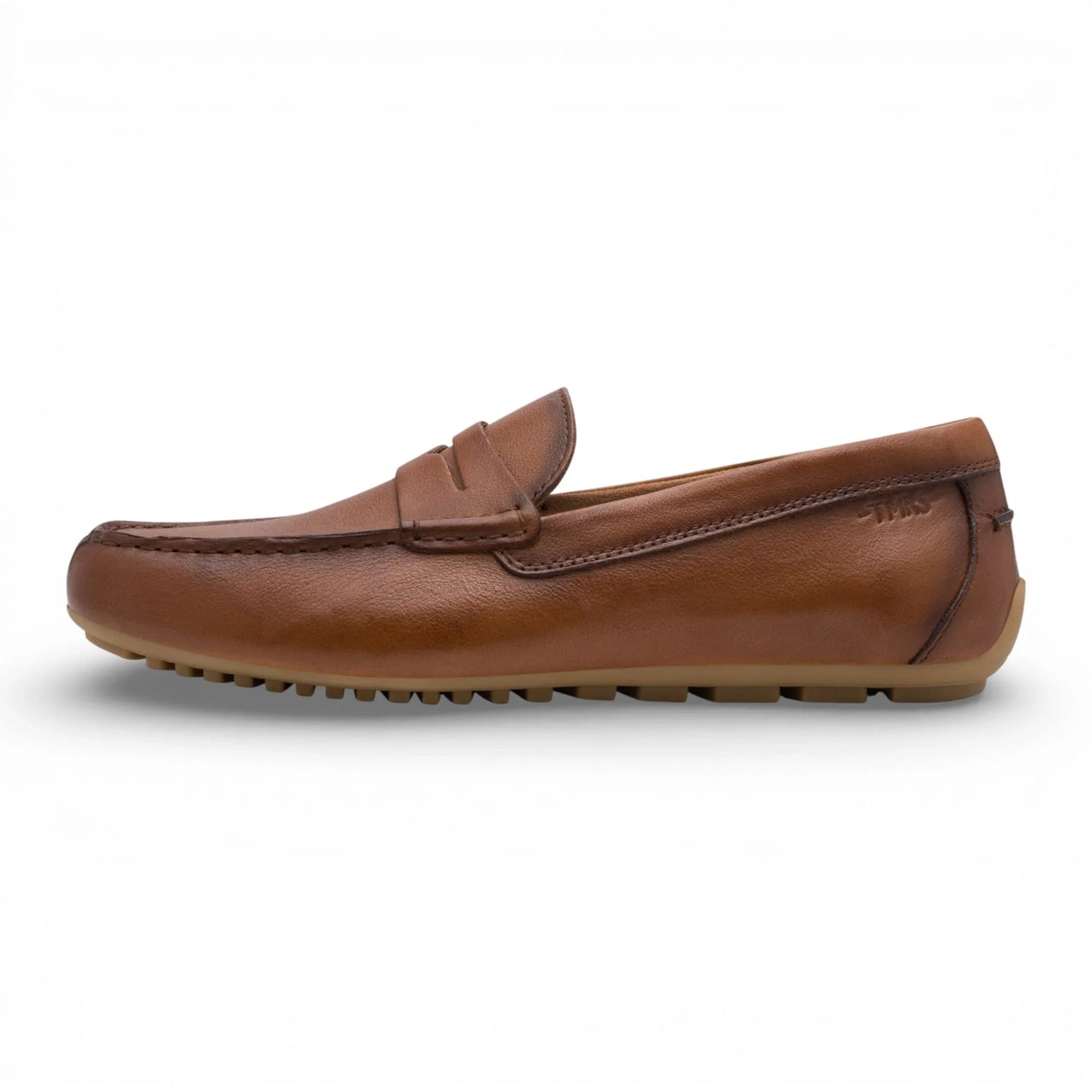 Mocassins masculinos de couro marrom