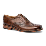 Sapatos Oxford Brogue Wingtip Masculinos em Couro Marrom