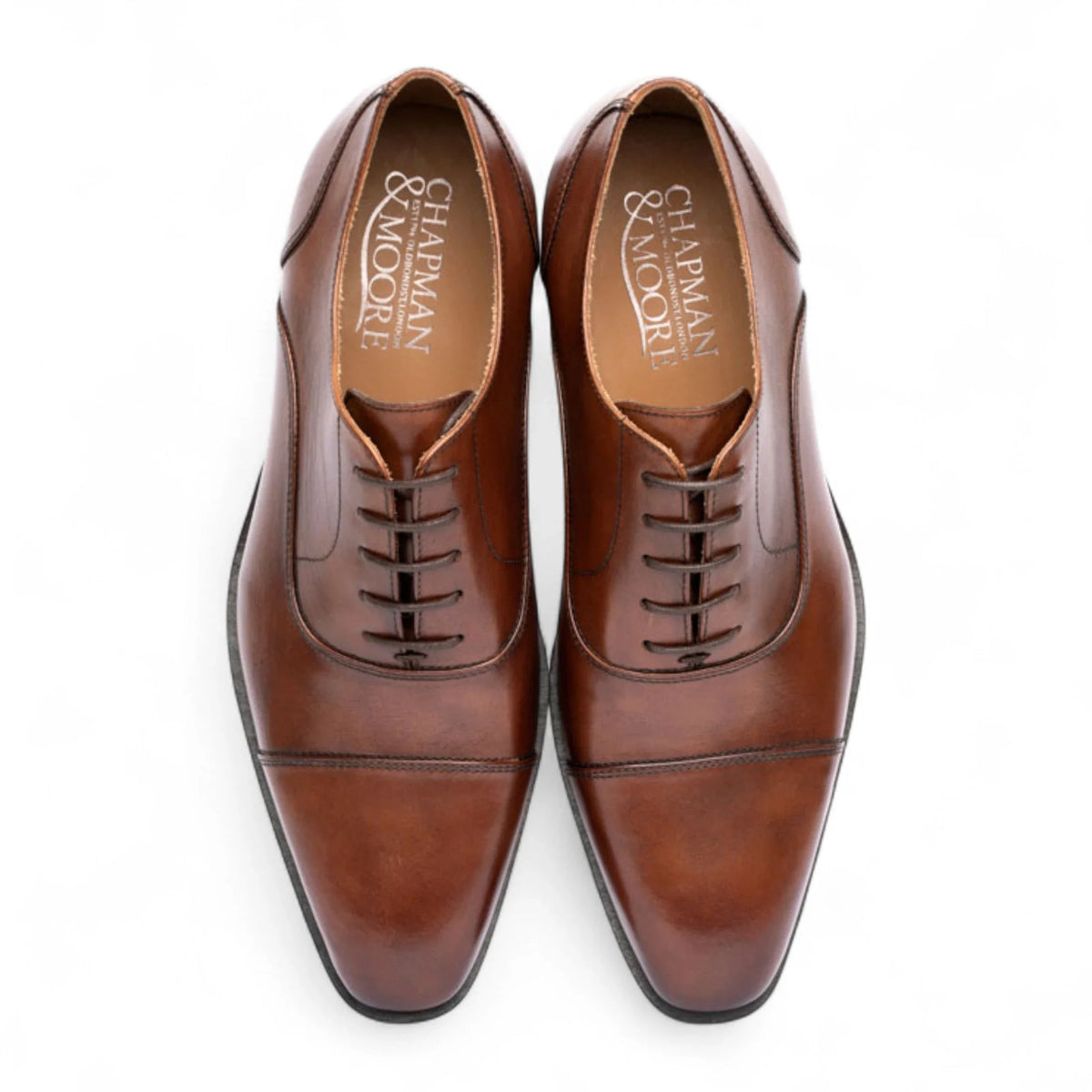 Sapatos Derby Masculinos de Couro Marrom Liso com Biqueira Reta