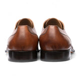 Sapatos Derby Masculinos de Couro Marrom Liso com Biqueira Reta