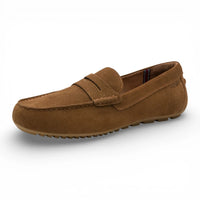 Mocassins masculinos de camurça marrom