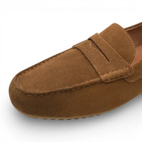 Mocassins masculinos de camurça marrom