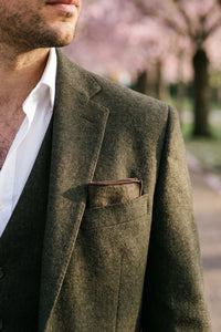 Lenço de bolso masculino em tweed marrom