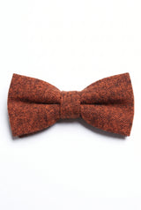 Gravata borboleta masculina em tweed marrom com mistura de lã