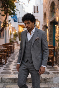 Lenço de bolso masculino em tweed marrom com mistura de lã.