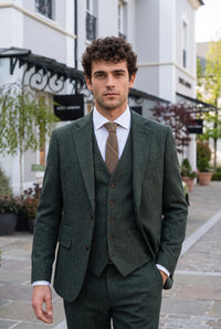 Gravata masculina marrom em tweed de lã mista