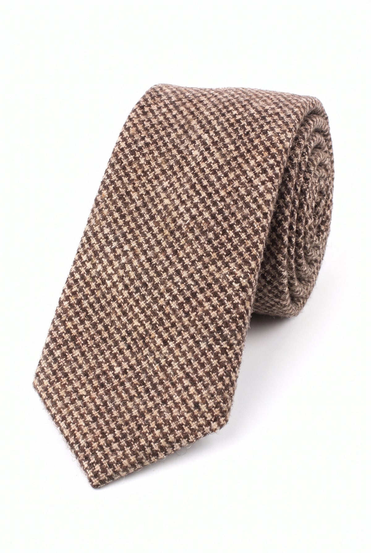 Gravata masculina marrom em tweed de lã mista