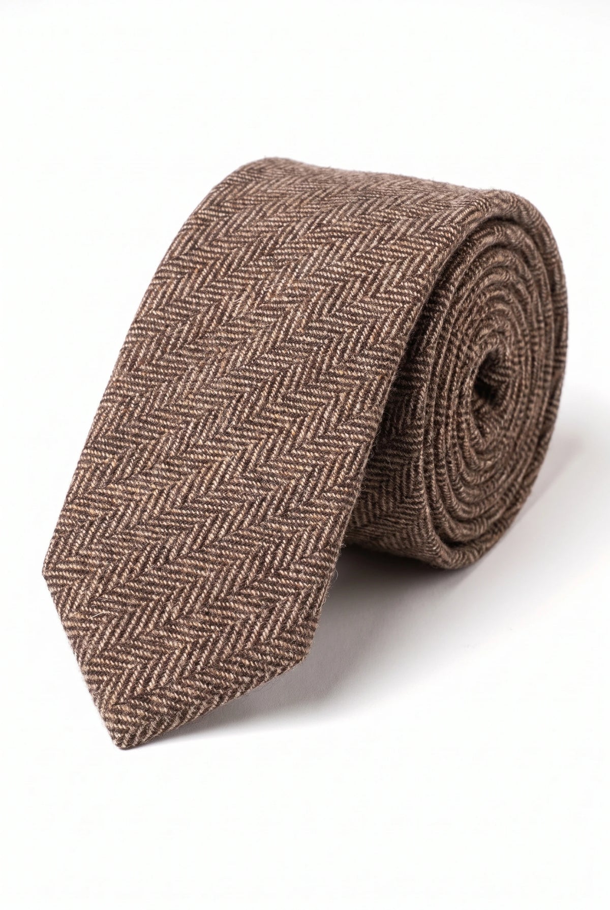 Gravata masculina marrom em tweed de lã mista
