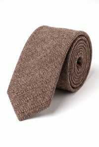 Gravata masculina marrom em tweed de lã mista