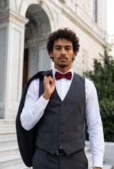Gravata borboleta dupla bordô masculina