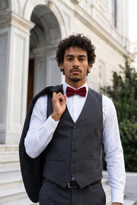 Gravata borboleta dupla bordô masculina