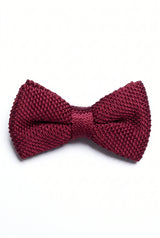 Gravata borboleta masculina de malha cor bordô