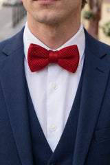 Gravata borboleta masculina de malha cor bordô