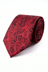 Gravata masculina bordô com estampa paisley