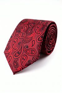 Gravata masculina bordô com estampa paisley