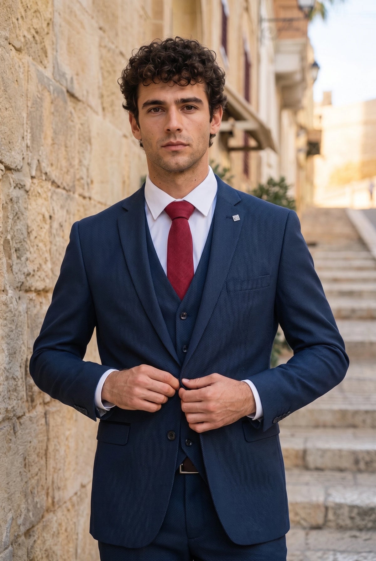 Gravata masculina bordô com acabamento em camurça.