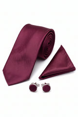 Conjunto de gravata masculina bordô