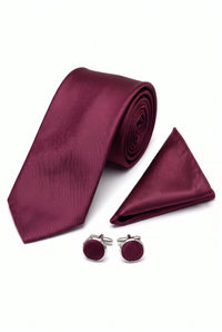 Conjunto de gravata masculina bordô