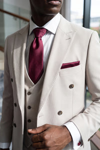 Conjunto de gravata masculina bordô