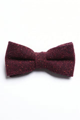 Gravata borboleta masculina em tweed bordô com mistura de lã