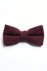 Gravata borboleta masculina em tweed bordô com mistura de lã