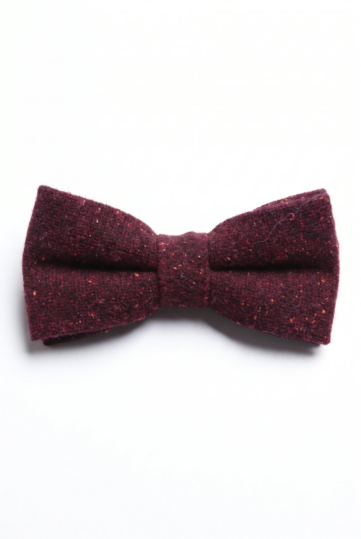 Gravata borboleta masculina em tweed bordô com mistura de lã