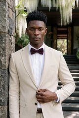 Gravata borboleta masculina em tweed bordô com mistura de lã