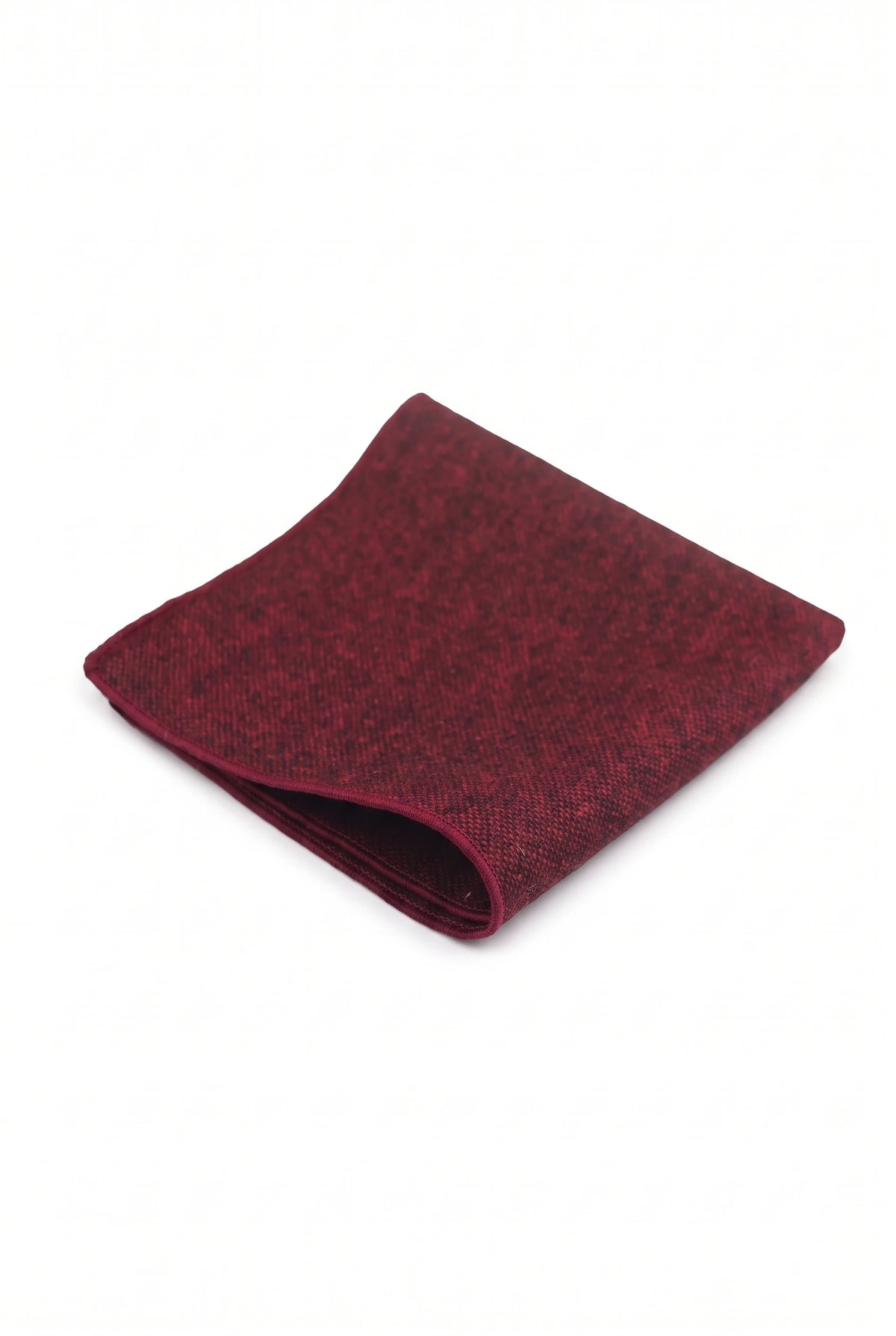 Lenço de bolso masculino em tweed de lã na cor bordô.