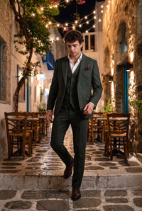 Lenço de bolso masculino em tweed de lã na cor bordô.