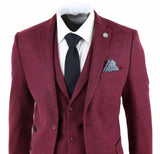 Terno masculino de tweed vinho bordô de 3 peças - STZ17