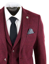 Terno masculino de tweed vinho bordô de 3 peças - STZ17