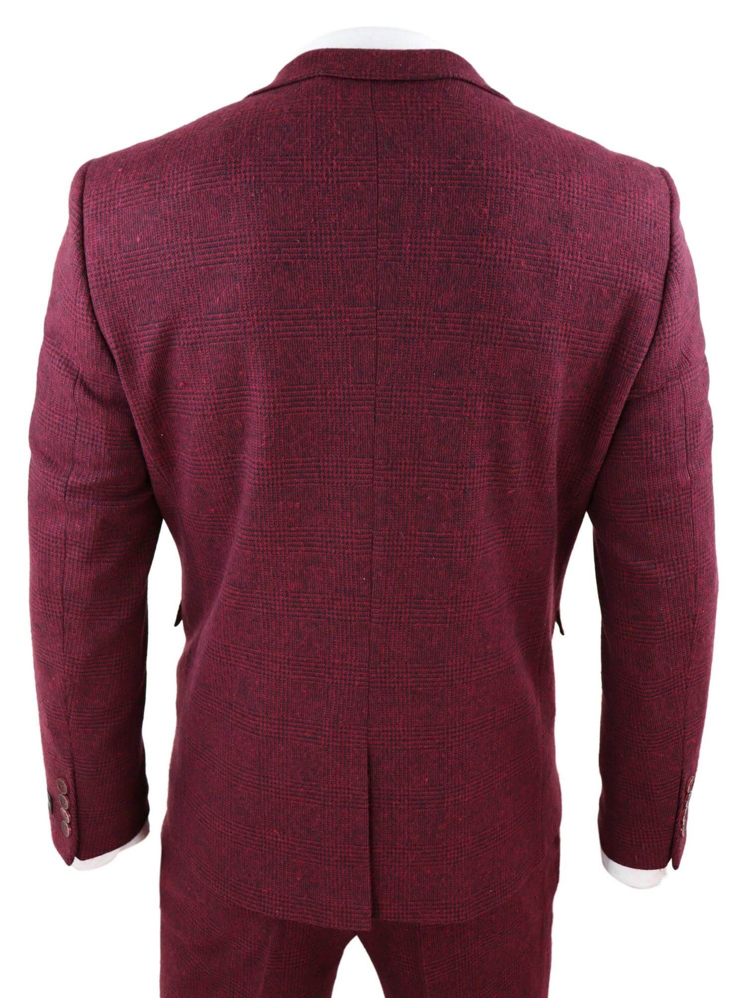 Terno masculino de tweed vinho bordô de 3 peças - STZ17