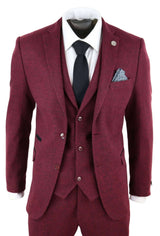 Terno masculino de tweed vinho bordô de 3 peças - STZ17