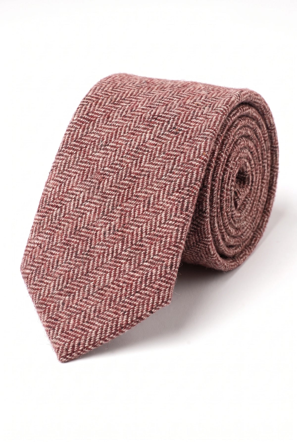 Gravata masculina em tweed de lã mista na cor bordô