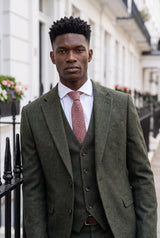 Gravata masculina em tweed de lã mista na cor bordô