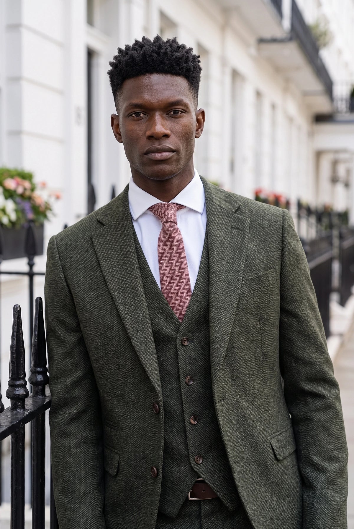 Gravata masculina em tweed de lã mista na cor bordô