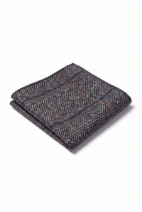 Lenço de bolso masculino em tweed de lã na cor carvão