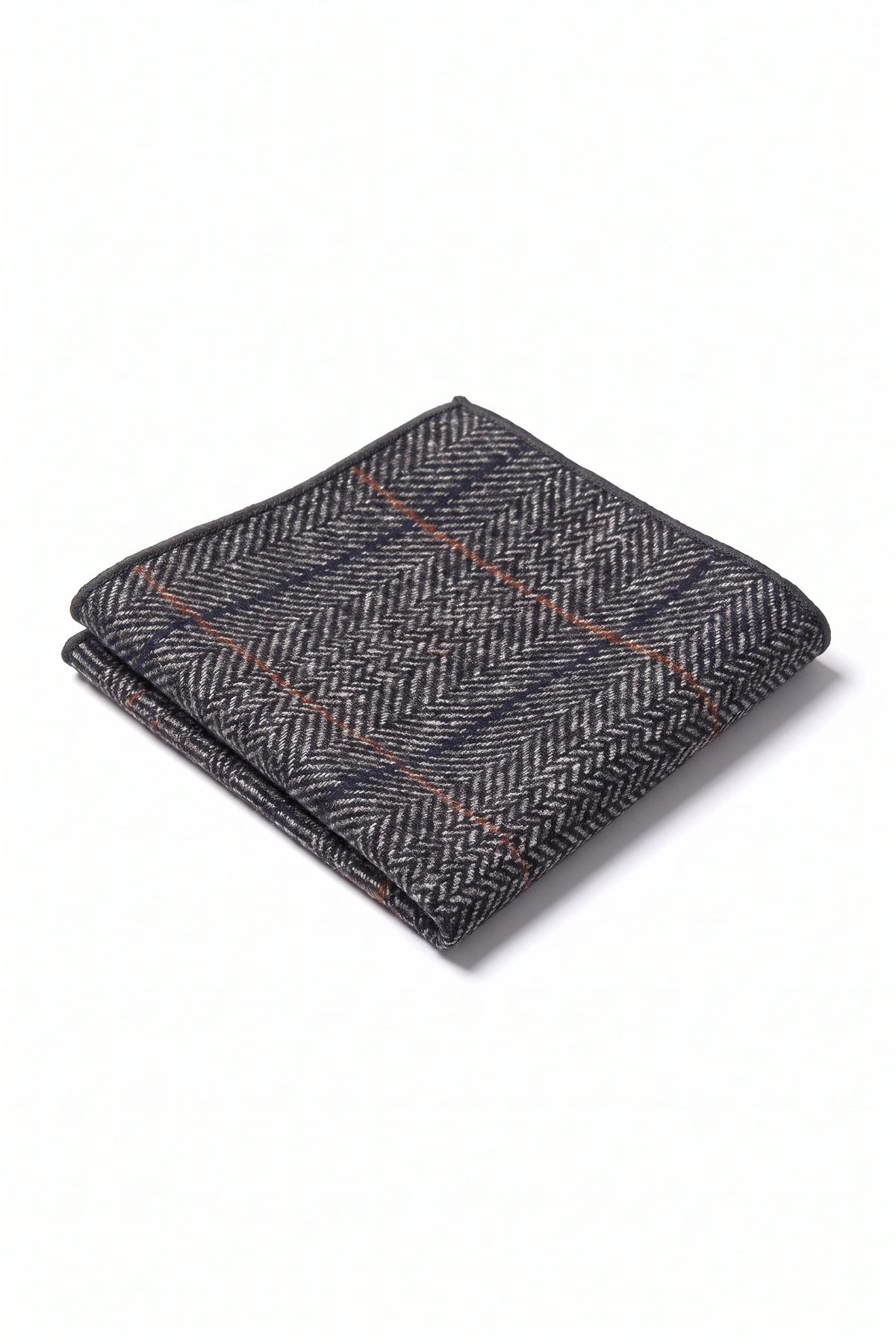 Lenço de bolso masculino em tweed de lã na cor carvão