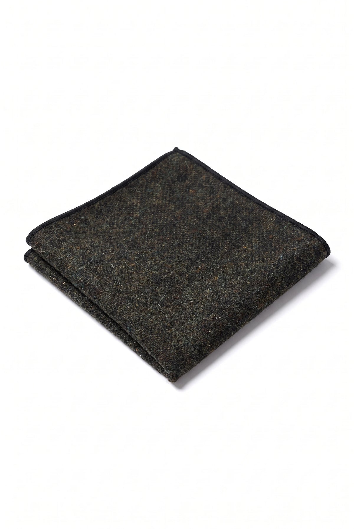 Lenço de bolso masculino em tweed de lã na cor carvão