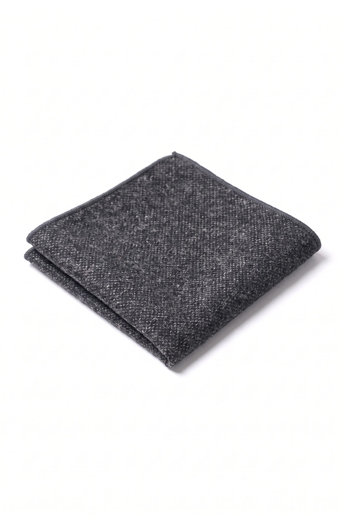 Lenço de bolso masculino em tweed de lã na cor carvão